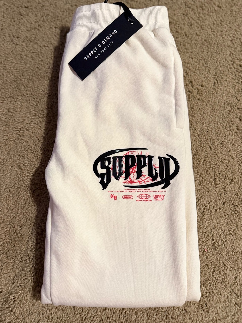 Supply & Demand Kids Cream Sweatpants with Graphic Logo